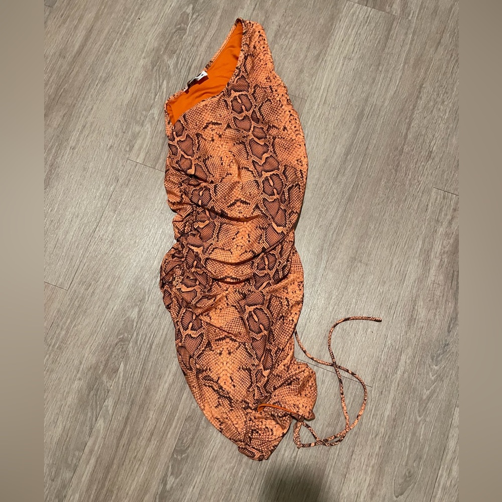 One Shoulder Women’s Black and Orange Dress